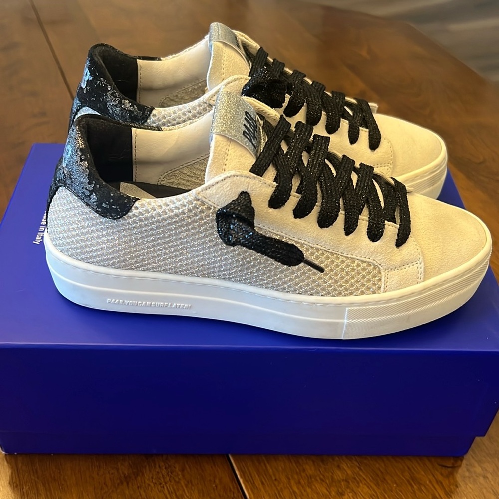 P448 Thea Low Top Stromboli Suede Shimmer Platform Sneakers